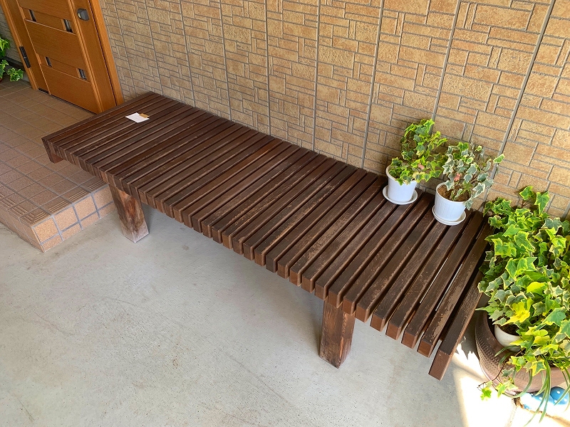 犬上郡豊郷町の縁台塗装前