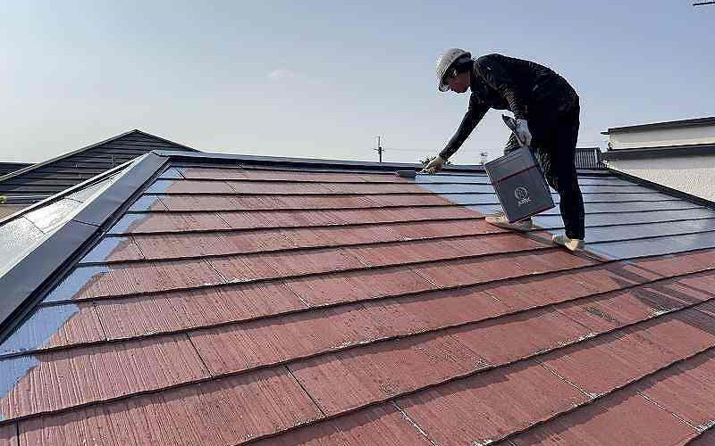 大屋根下塗り中